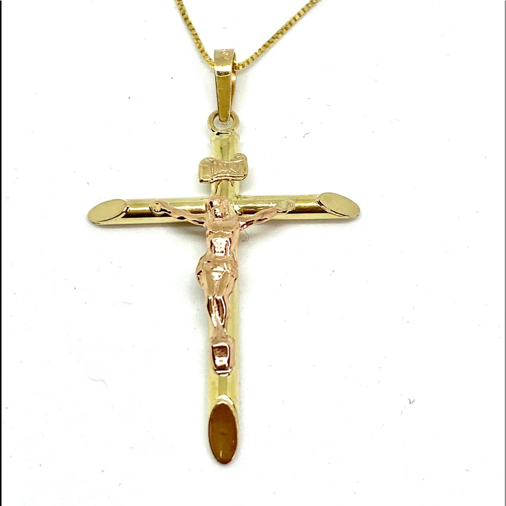 Necklace cross and chain solid gold 10k 79%